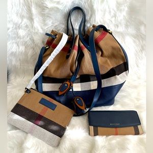 💯 Authentic Burberry Heston Bucket Bag and Burberry wallet -Bundle